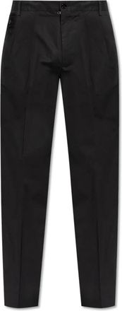 Dolce & Gabbana Katoenen broek met vouw - Heren - Nette broeken - Zwart - 2XL - Katoen - Broeken