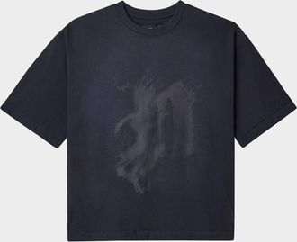 Purple Mens Textured Jersey Monogram Crewneck T-Shirt