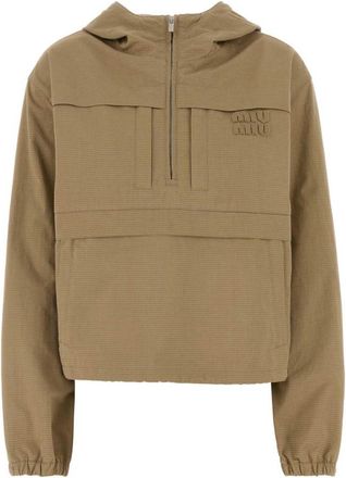 Miu Miu Beige Logo Hood Jacket