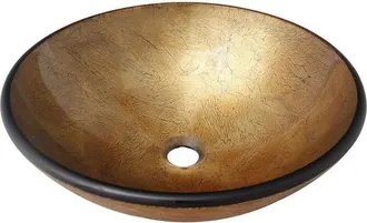 Saniclass Pesca Waskom - 42x14,5cm - rond - gehard glas - bruin rood