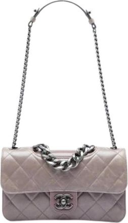 Chanel Pre-owned Quilted Satchel - Dames - Vintage Schoudertas - Paars - ONE Size - Leer - Vintage