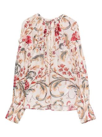Farm Rio Floral Print Blouse In Multicolour Cotton