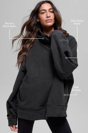 Alo | Polar Fleece Hazy Pullover Top in Black, Size: Medium