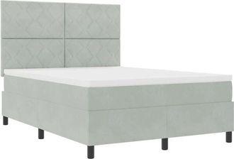 vidaXL Cama Tipo Box Spring Gris Claro 140 X 200 Cm Terciopelo Vidaxl