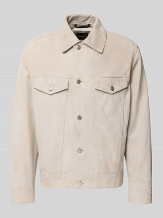 Boss Orange by Hugo Boss BOSS Orange Regular Fit Lederjacke aus echtem Ziegenleder Modell JOHOT in Sand, Gr&ouml;&szlig;e 50