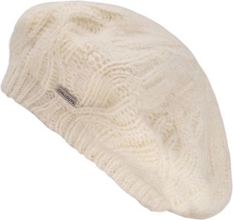 Chillouts Baskenm&uuml;tze CHILLOUTS, Damen, beige (cream), Feinstrick, Materialmix, Zopfmuster, unifarben, M&uuml;tzen Baskenm&uuml;tze, f&uuml;r k&uuml;hle Herbst- und Wintertage