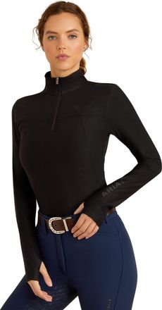 Ariat Womens Lowell 3.0 1/4 Zip Baselayer Top Long Sleeve in Black, Size X-Large, by Ariat