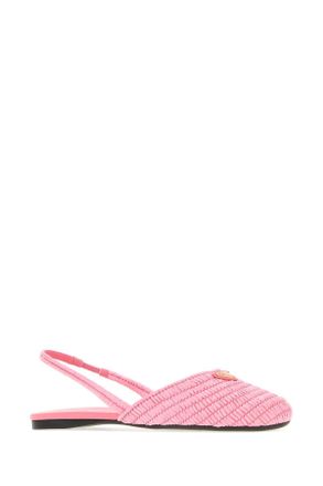 Prada Womens Pink Raffia Ballerinas Petalo Ballerine Flat Shoes
