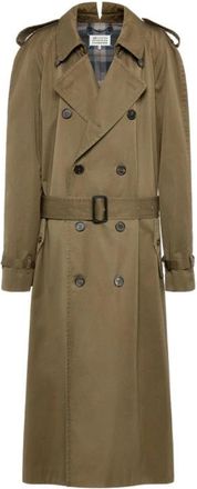 Maison Margiela Gevouwen Kraag Katoenen Trenchcoat - Dames - Trenchcoats - Groen - XS - Katoen - Jassen