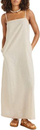 Vitamin A Rhea Organic Cotton & Linen Blend Cover-Up Maxi Sundress in Natural at Nordstrom, Size Xx-Small