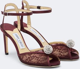 Jimmy Choo London Sandalias Sacora de encaje con cristales