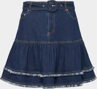 Cinq &agrave; Sept Denim Fringe-Trim Mini Skirt