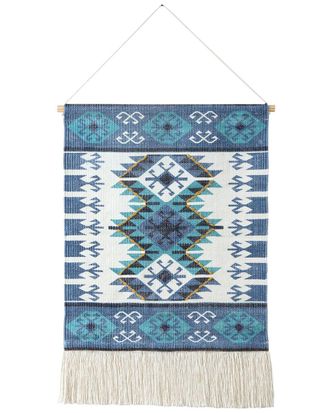 LR Home Lr Home Bordered Boho Southwestern Wall Hanging With Macrame Fringe