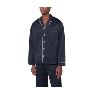 Tekla Pyjamas, male, Blue, Size: L Premium Cotton Long Sleeve Shirt