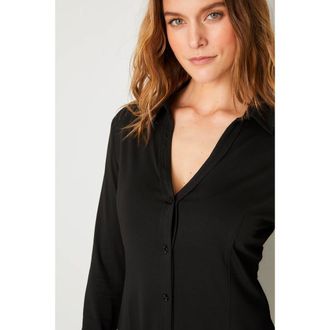 Anatomie Nikki Longsleeve Pique Shirt in Black at Nordstrom, Size X-Small