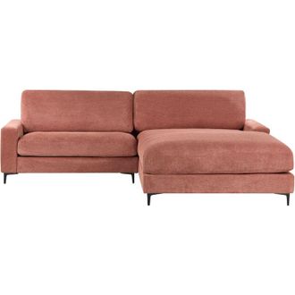 Beliani Sof&aacute; Esquinero Moderno Izquierdo Tapizado En Tela Respaldo Acabado En Poli&eacute;ster Patas De Metal Negro Chenilla Rojo Maloy