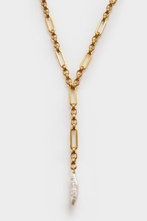 Katie Loxton Allure Waterproof Gold Pearl Lariat Necklace at Nordstrom