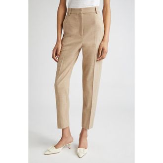 St. John Heathered Stretch Suiting Ankle Pants in Acorn/Haze Gray Multi at Nordstrom, Size 10