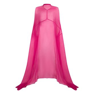 Dries Van Noten Gowns, female, Pink, Size: M Maxi Dress in Transparent Silk