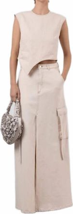 Esth&eacute; Womens Cotton Washed Denim Cargo Skirt In Beige