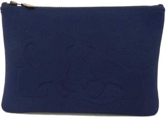 Hermès Navy Polyamide 80% Clutch Bag (Pre-Owned)