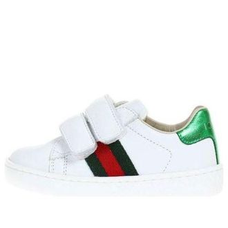 Gucci (TD) Gucci Leather Toddler Sneaker With Web White 455447-CPWP0-9085