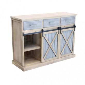 No Brand Mobile in metallo e legno con ripiani e cassetti 113x39.5xH81 cm finitura moderna Dolph