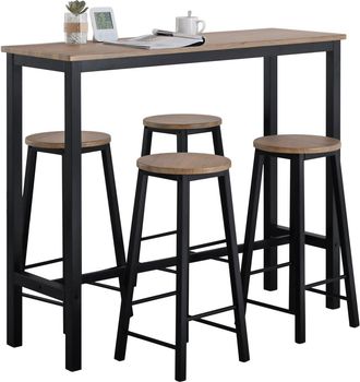 SoBuy Juegos De Muebles Altas 1 Comedor Mesa Alta Y 4 Taburetes De Bar Ogt22-sch Sobuy Es