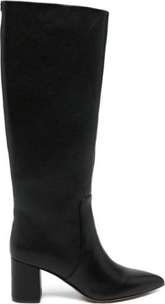 Twinset Zwarte Leren Enkellaarzen - Dames - Laarzen met Hak - Zwart - 36 EU - Leer - Schoenen