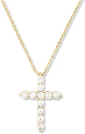 Melinda Maria Oh She Fancy Small Cubic Zirconia Cross Pendant Necklace in Gold-White at Nordstrom