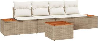 vidaXL Vidaxl - Conjunto De Sof&aacute; De Jard&iacute;n Con Coj&iacute;n 5 Pcs Beige Polirat&aacute;n