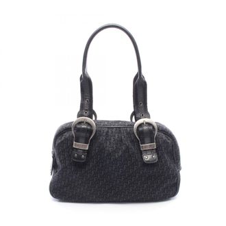 Dior Black Canvas Leather Handbag Tote Bag (Pre-Owned)