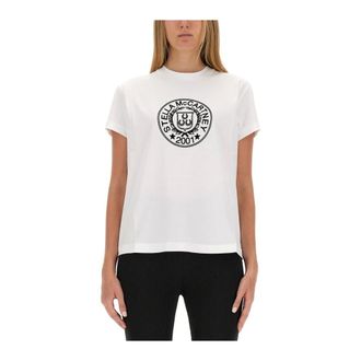 Stella McCartney Stella McCartney, T-Shirts, female, White, Size: L Crest Logo T-Shirt