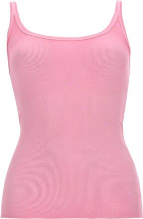 Msgm Pink Solid Scoop Neck Top