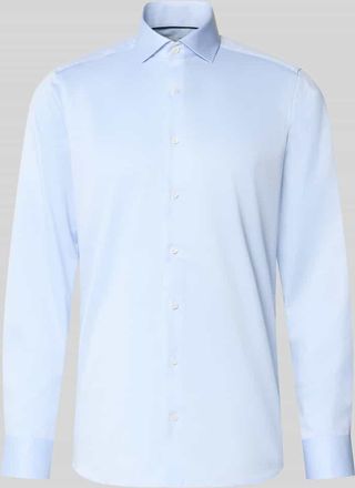 Olymp Level 5 Slim Fit Business-Hemd in unifarbenem Design mit Kentkragen in Bleu, Gr&ouml;&szlig;e 38