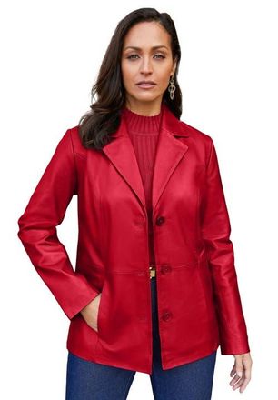 Jessica London Leather Blazer in Classic Red at Nordstrom, Size 20