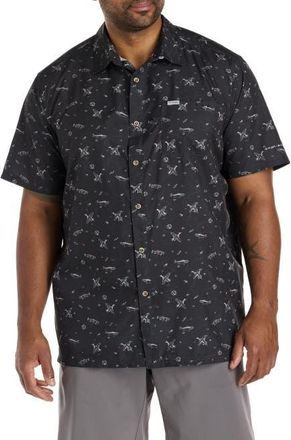 Columbia Big & Tall PFG Super Slack Tide Fish Hunt Sport Shirt in Black at Nordstrom, Size Xx-Large