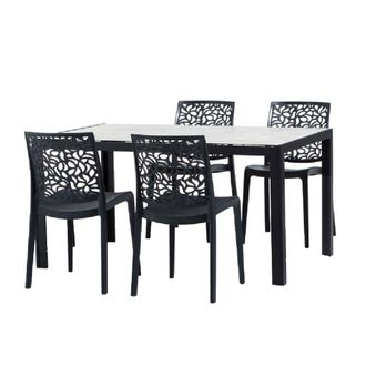 Siediti Fuori e Dentro Conjunto comedor 4 personas: mesa antracita/piedra, sillas antracita