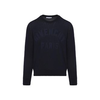 Givenchy Dark Navy Round Neck Logo Sweater