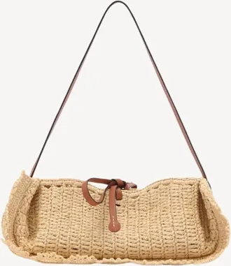 Ulla Johnson Womens Marina Raffia Scallop Pouchette Bag In Natural