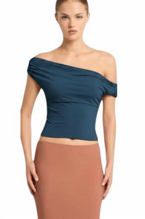 Bond-Eye Nixi Off The Shoulder Top In Petrol Blue