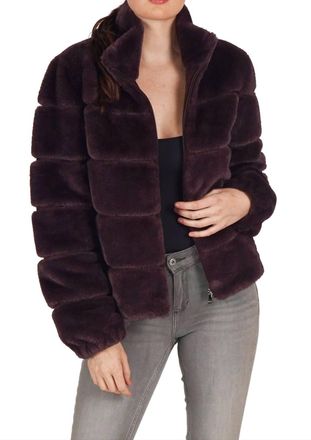 Love Token Alex Faux Fur Jacket In Plum