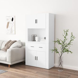 vidaXL Aparador Alto Madera Contrachapada Blanco Vidaxl
