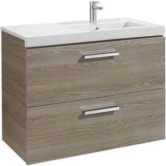 Roca Unik Mueble Con Dos Cajones + Lavabo Prisma Roca Color: Gris Antracita - Medidas: 900x460x694 Mm - Posici&oacute;n Del Lavabo: Izquierda