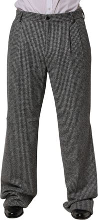Dolce & Gabbana Gray Houndstooth Straight Dress Trouser Mens Pants