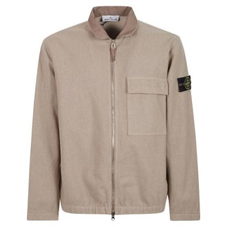 Stone Island Wool Nylon Flannel-TC Overshirt - Heren - Jassen - Bruin - Maat: M Nylon
