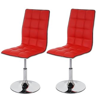 Hhg Hhg - Nunca Usado] Juego De 2 Sillas De Comedor 834, Silla De Cocina, Regulable En Altura, Giratoria, Piel Sint&eacute;tica Con Certificaci&oacute;n Mvg, Rojo