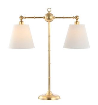 Jonathan Y Designs Ruth 2-Light Library Metal LED Table Lamp in Gold Leaf at Nordstrom