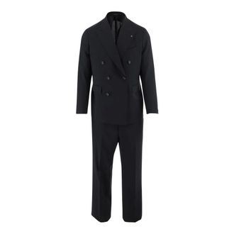 Tagliatore Double-Breasted Coats, male, Blue, Size: 2XL Wool Double-Breasted Suit