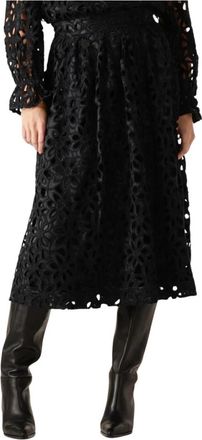 Kudibal Copenhagen Elegante kanten midi-rok - Dames - Midirokken - Zwart - M - Katoen - Rokken
